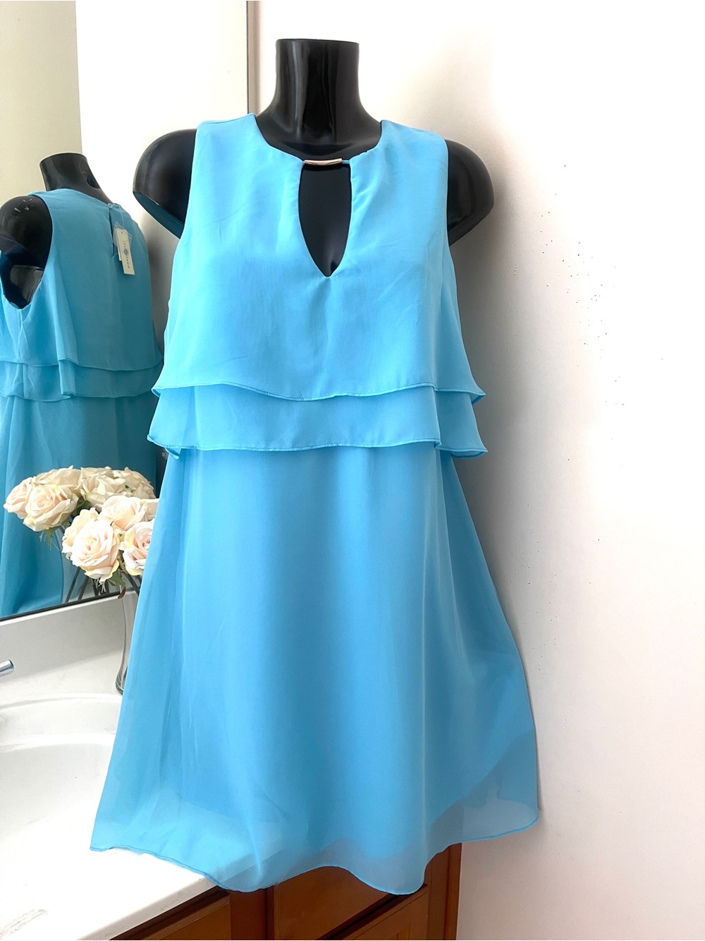 TASH + SOPHIE Blue Women’s Dress size L 10 Sleeveless Sundress LARGE